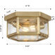Branford 2 Light 11 inch Antique Brass Outdoor Semi Flush in Clear Glass, Brass Traditions by Innovations Lighting