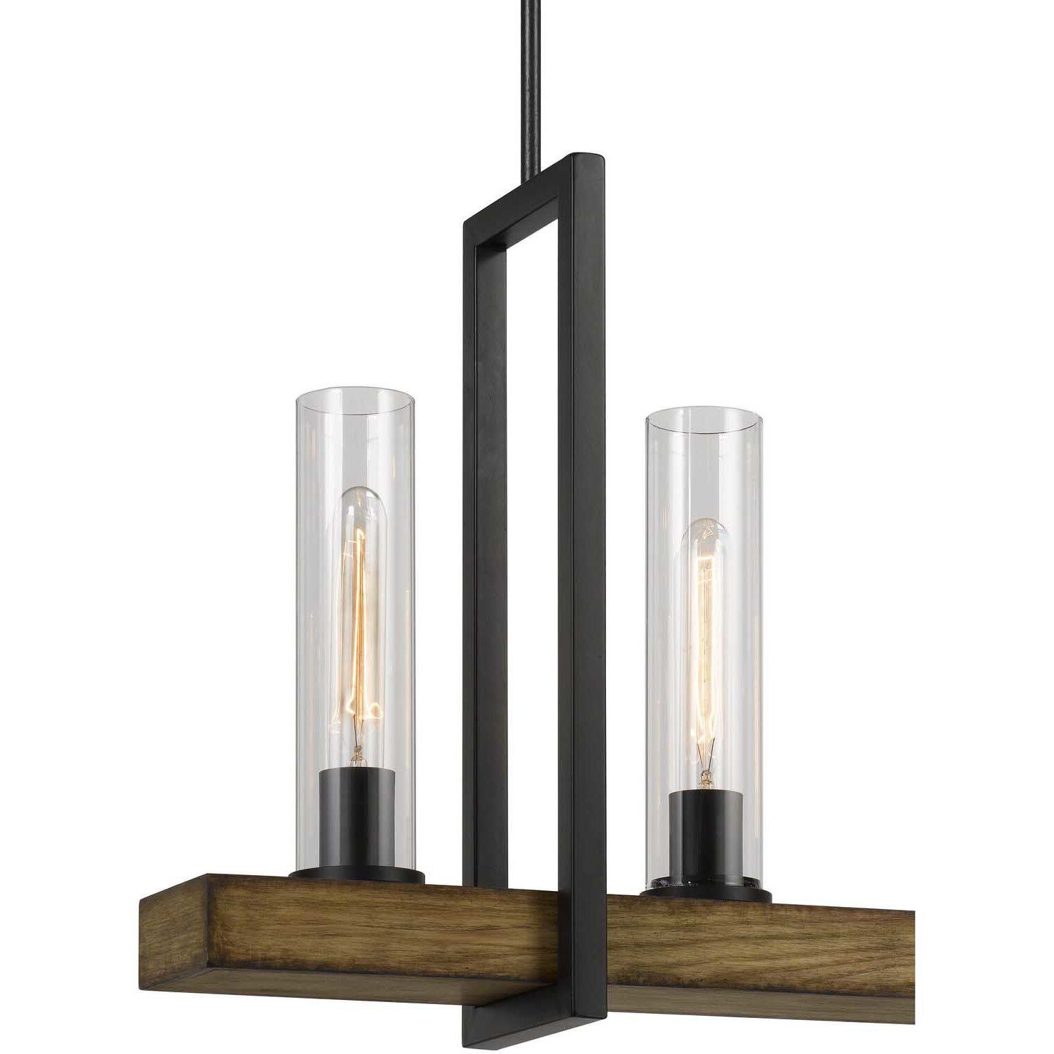 Vienna 5 Light 40 inch Iron and Light Oak Island Chandelier Ceiling Light, Test Tube