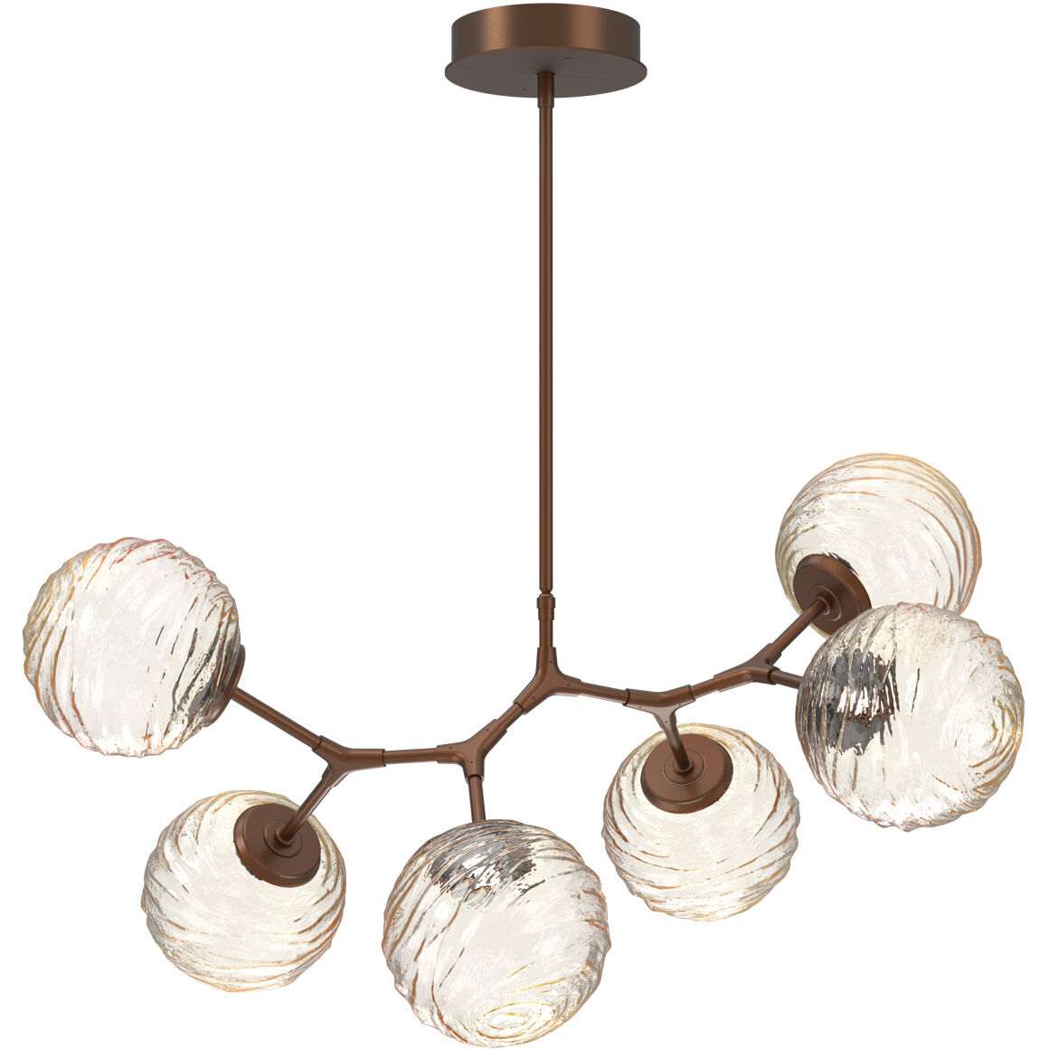 Gaia LED 36 inch Burnished Bronze Linear Multi-Pendant Ceiling Light in 3000K LED, Amber, Modern Branch