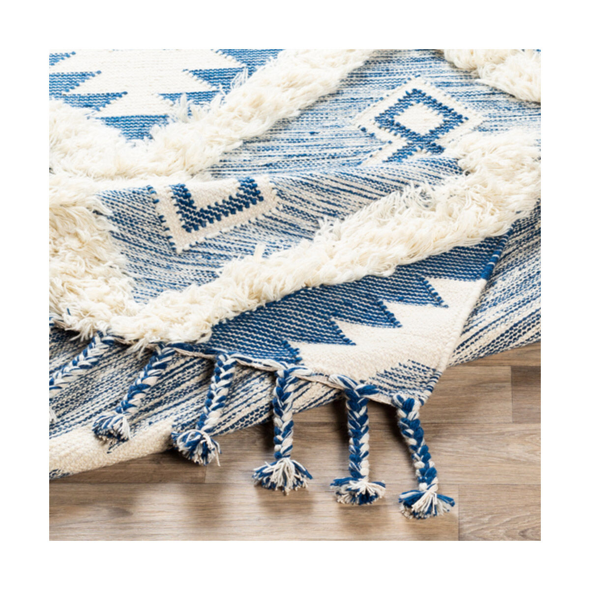 Apache 120 X 96 inch Dark Blue/Ivory Handmade Rug in 8 x 10