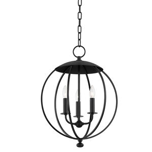 Wesley 3 Light 16.5 inch Aged Iron Pendant Ceiling Light