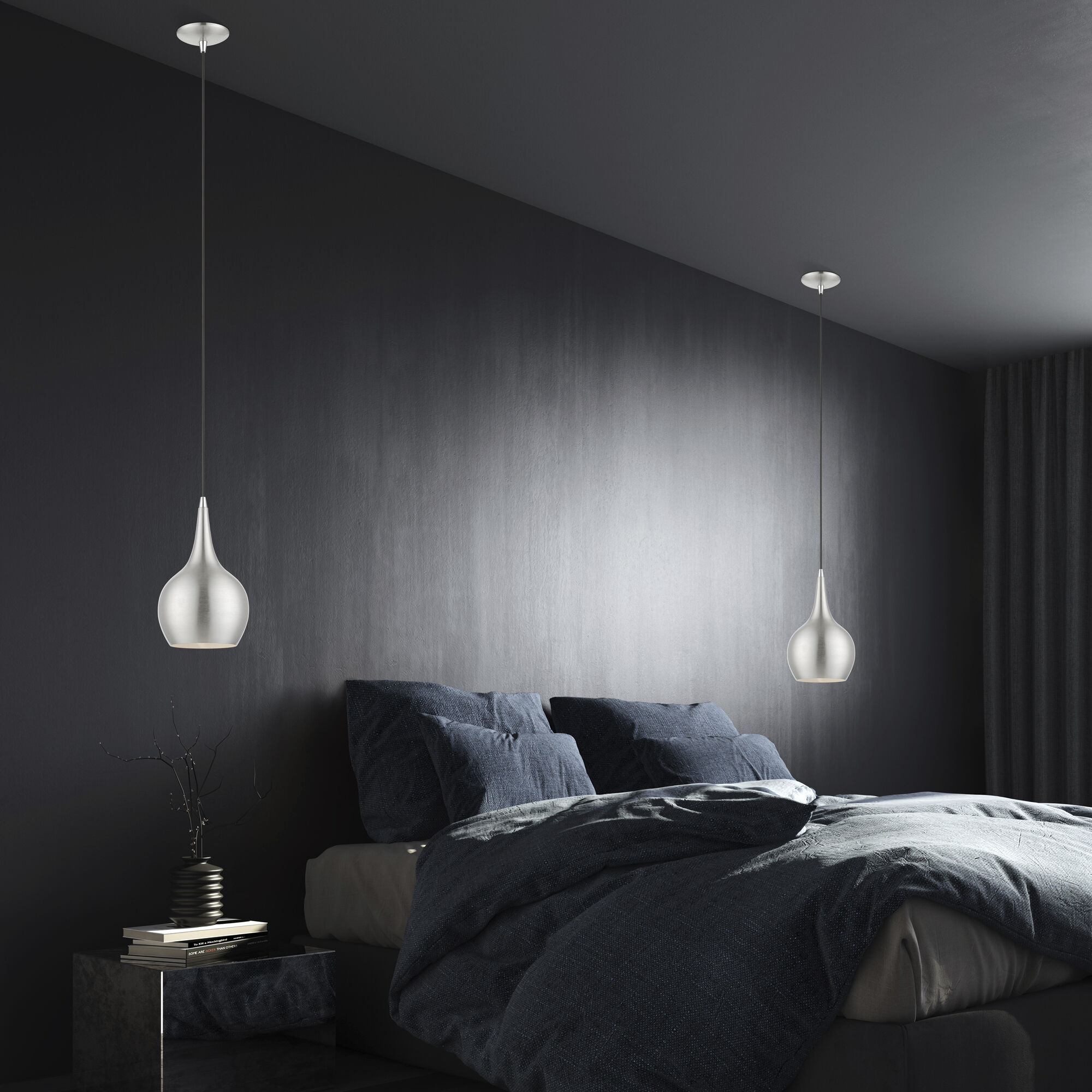 Andes 1 Light 8 inch Brushed Nickel with Polished Chrome Accents Mini Pendant Ceiling Light