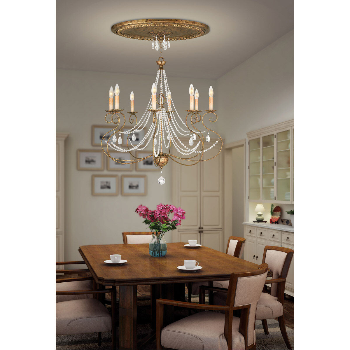 Isabella 10 Light 32 inch Hand Applied European Bronze Chandelier Ceiling Light