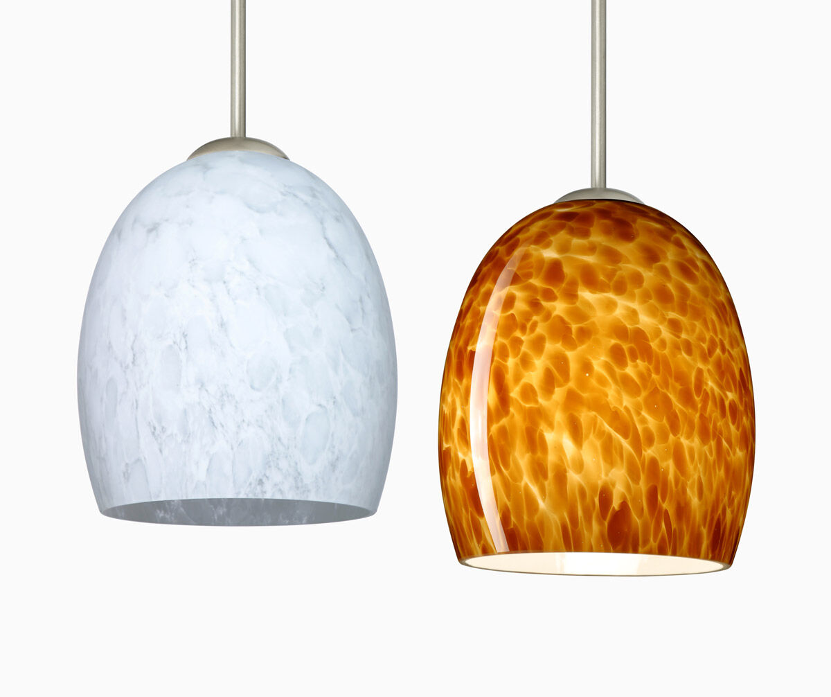 Lucia 1 Light Satin Nickel Pendant Ceiling Light in Opal Matte Glass, Incandescent