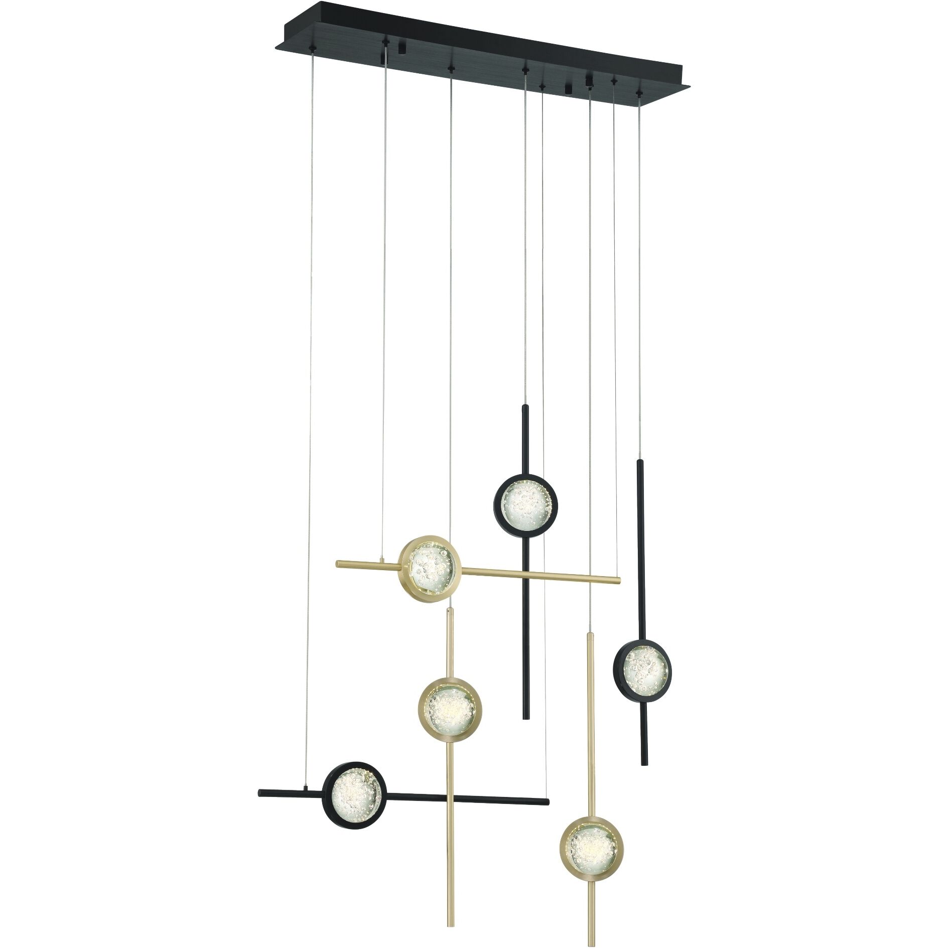 Barletta 6 Light 7.75 inch Gold and Black Chandelier Ceiling Light
