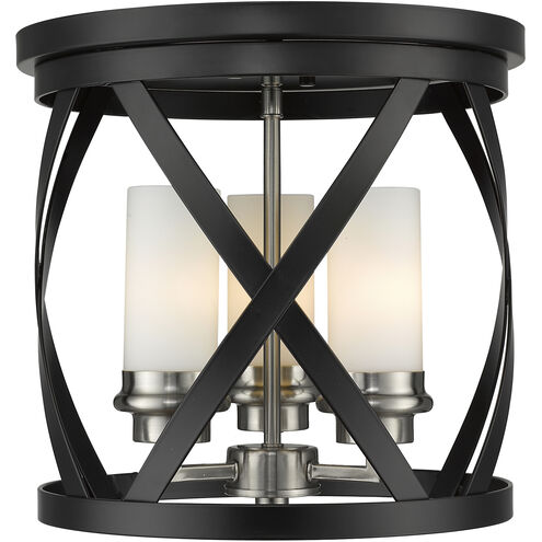 Malcalester 3 Light 13 inch Matte Black and Brushed Nickel Flush Mount Ceiling Light