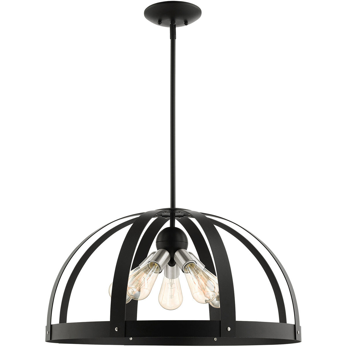 Stoneridge 5 Light 24 inch Textured Black Pendant Chandelier Ceiling Light