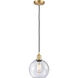Ballston Athens LED 8 inch Satin Gold Mini Pendant Ceiling Light in Seedy Glass, Ballston