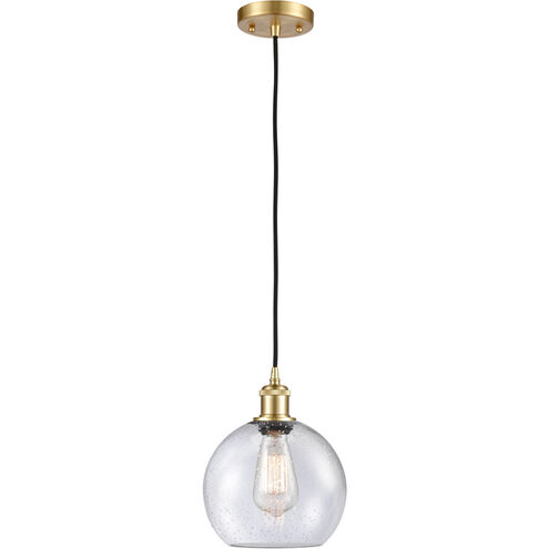 Ballston Athens LED 8 inch Satin Gold Mini Pendant Ceiling Light in Seedy Glass, Ballston