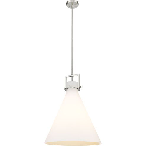 Newton Cone 1 Light 18 inch Satin Nickel Pendant Ceiling Light in Matte White Glass