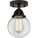 Nouveau 2 Beacon LED 6 inch Matte Black Semi-Flush Mount Ceiling Light in Clear Glass