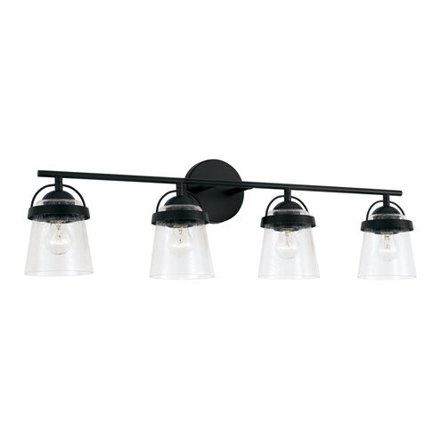 Madison 4 Light 33 inch Matte Black Vanity Light Wall Light
