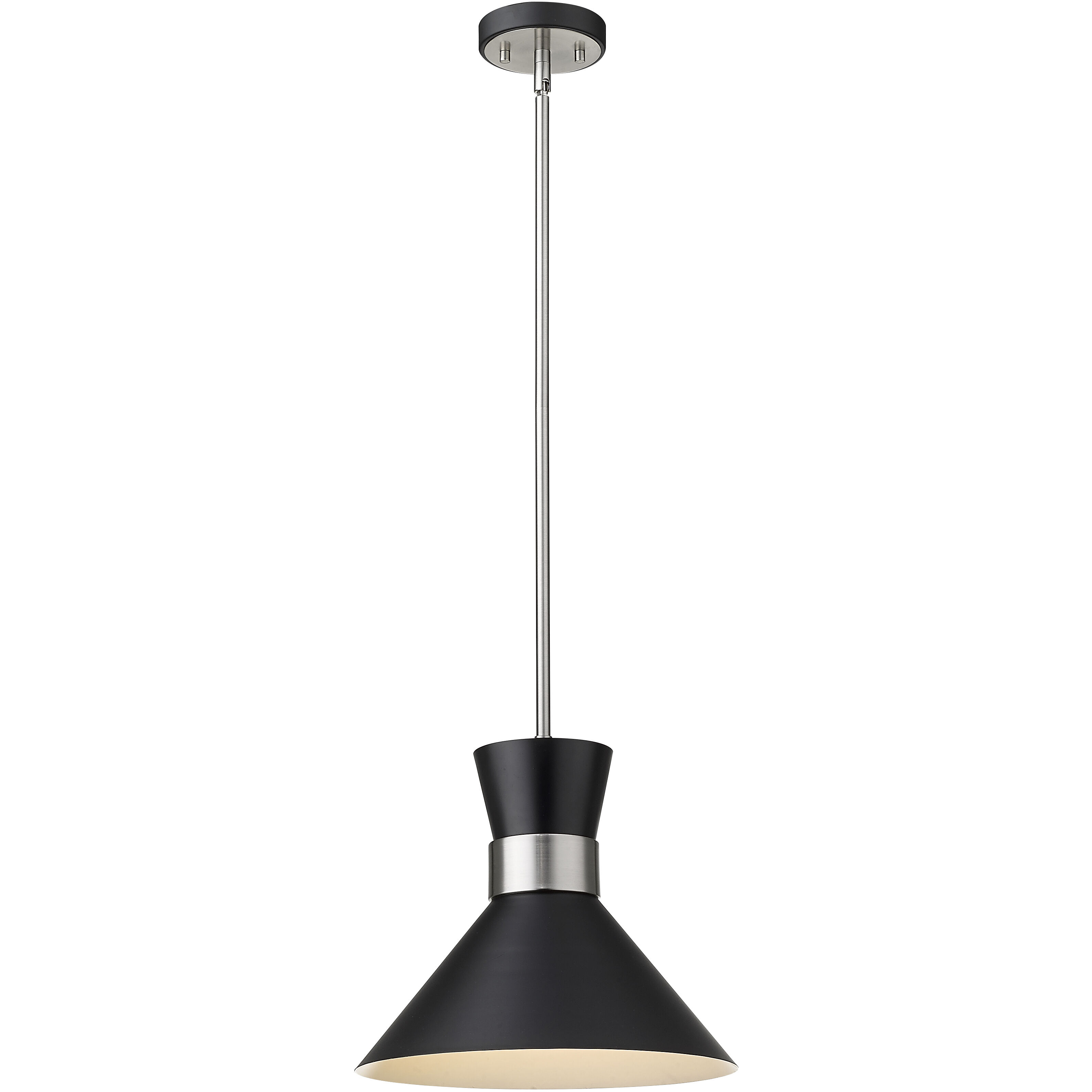 Z-Lite 728P13-MB-BN Soriano 1 Light 13.25 inch Matte Black and Brushed  Nickel Pendant Ceiling Light