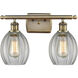 Ballston Eaton 2 Light 16 inch Antique Brass Bath Vanity Light Wall Light in Incandescent, Clear Glass, Ballston