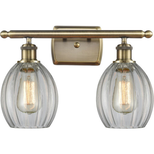 Ballston Eaton 2 Light 16 inch Antique Brass Bath Vanity Light Wall Light in Incandescent, Clear Glass, Ballston