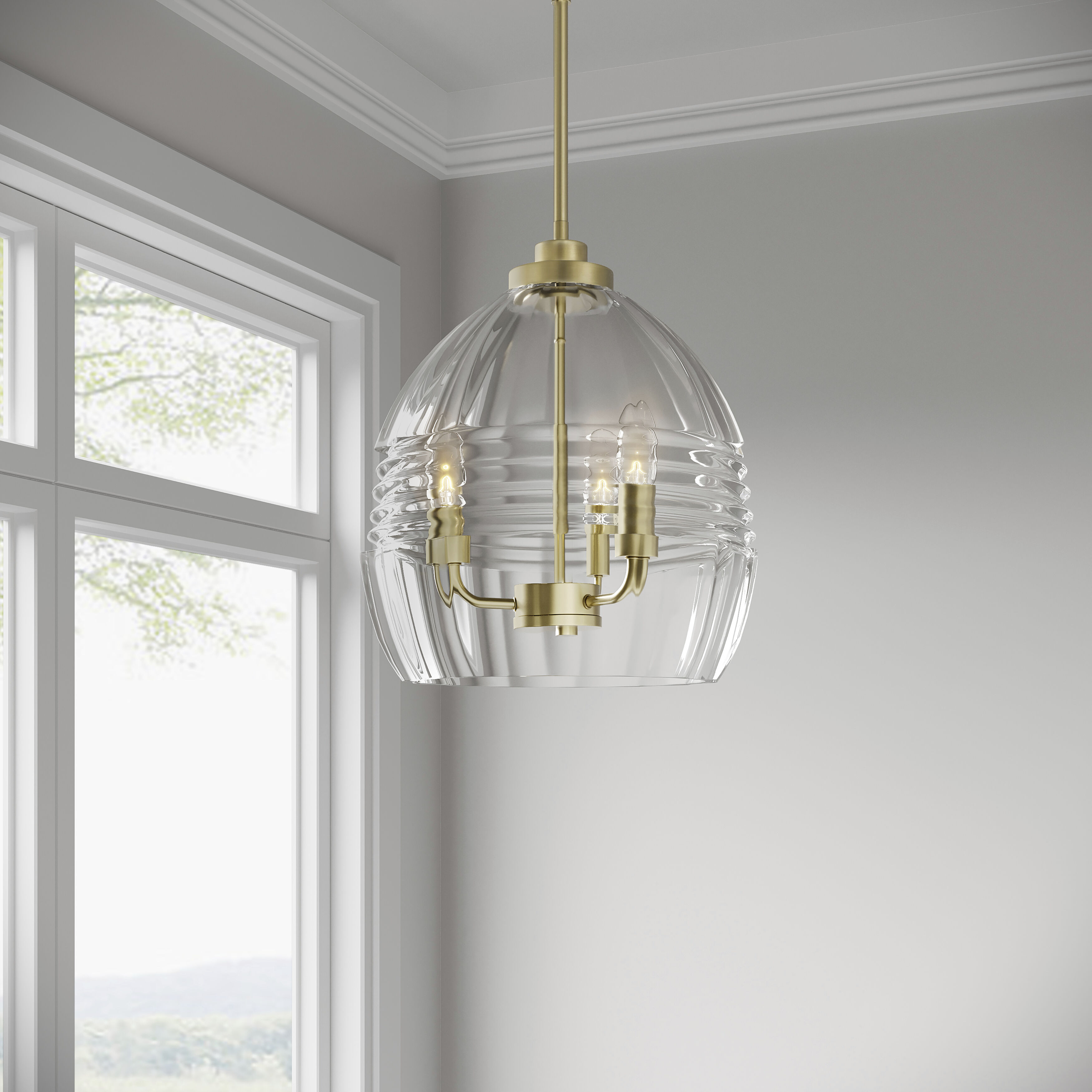 Miravelle 3 Light 13 inch Vintage Brass Pendant Ceiling Light