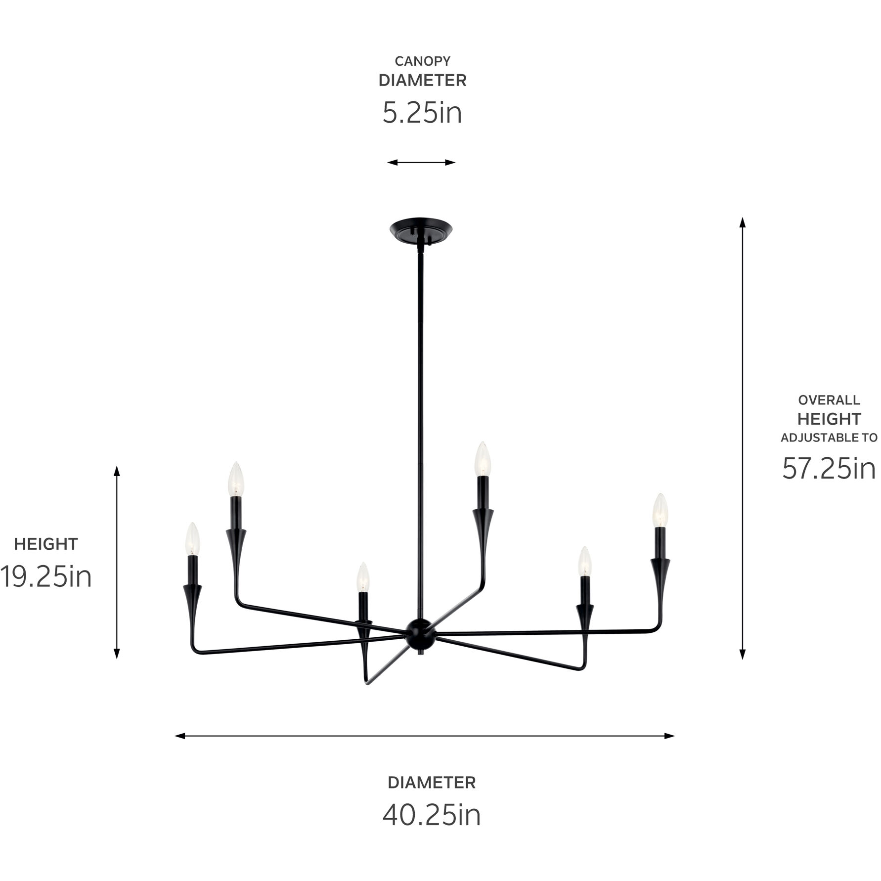 Alvaro 6 Light Black Chandelier Ceiling Light, 1 Tier Medium