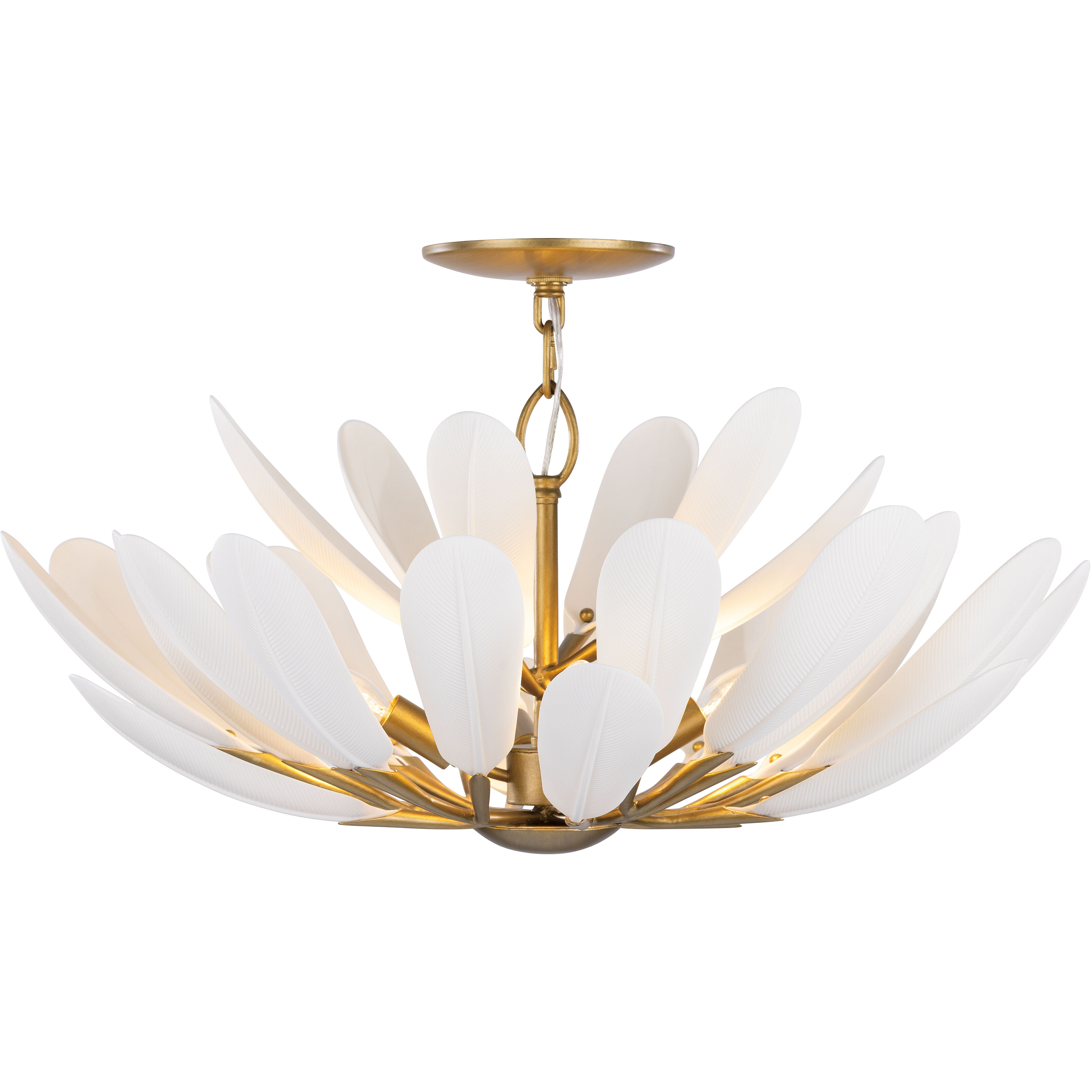 Vellinor 4 Light 28 inch Painted Legacy Brass Semi-Flush Mount Ceiling Light