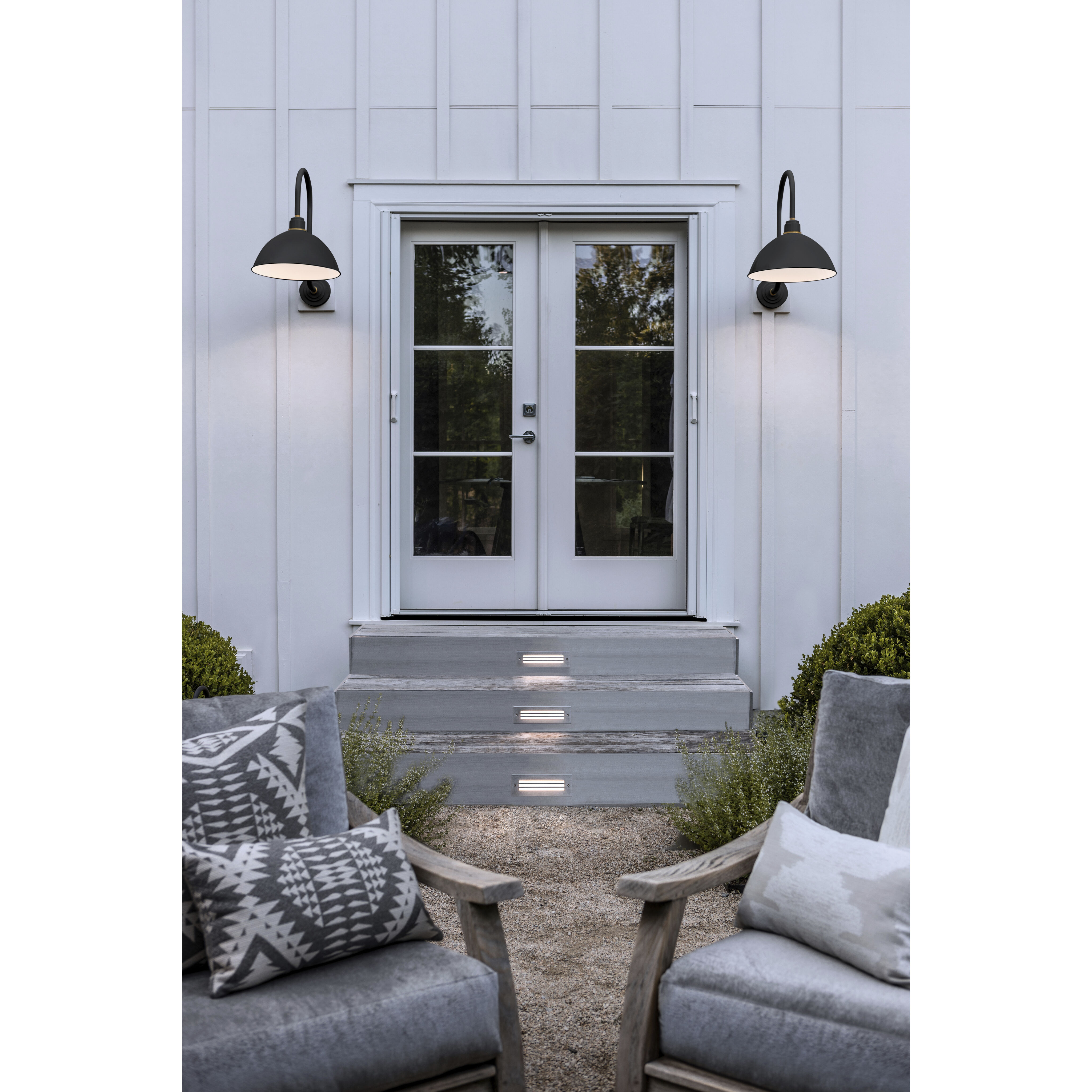 Foundry Dome Outdoor Barn Light in Textured Black, Gooseneck