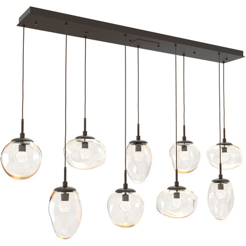 Cosmos LED LED Flat Bronze Linear Pendant Ceiling Light in 3000K LED, Floret Inner - Amber Outer, Multi-Port