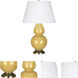 Double Gourd 31 inch 150 watt Sunset Yellow Glazed Ceramic with Antique Brass Table Lamp Portable Light in Pearl Dupioni