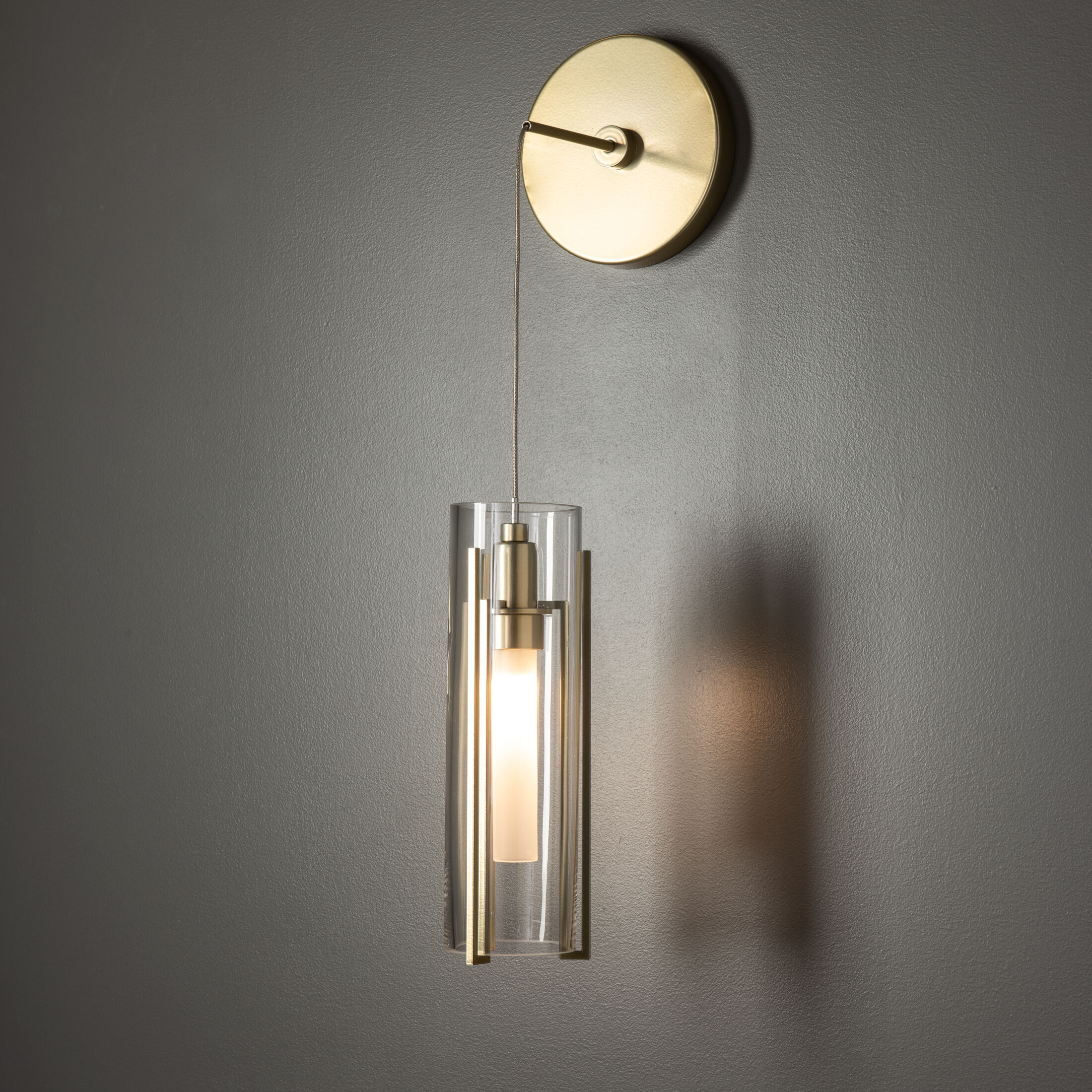 Exos Glass 1 Light 5.5 inch Modern Brass Mini Sconce Wall Light in Clear, Low Voltage