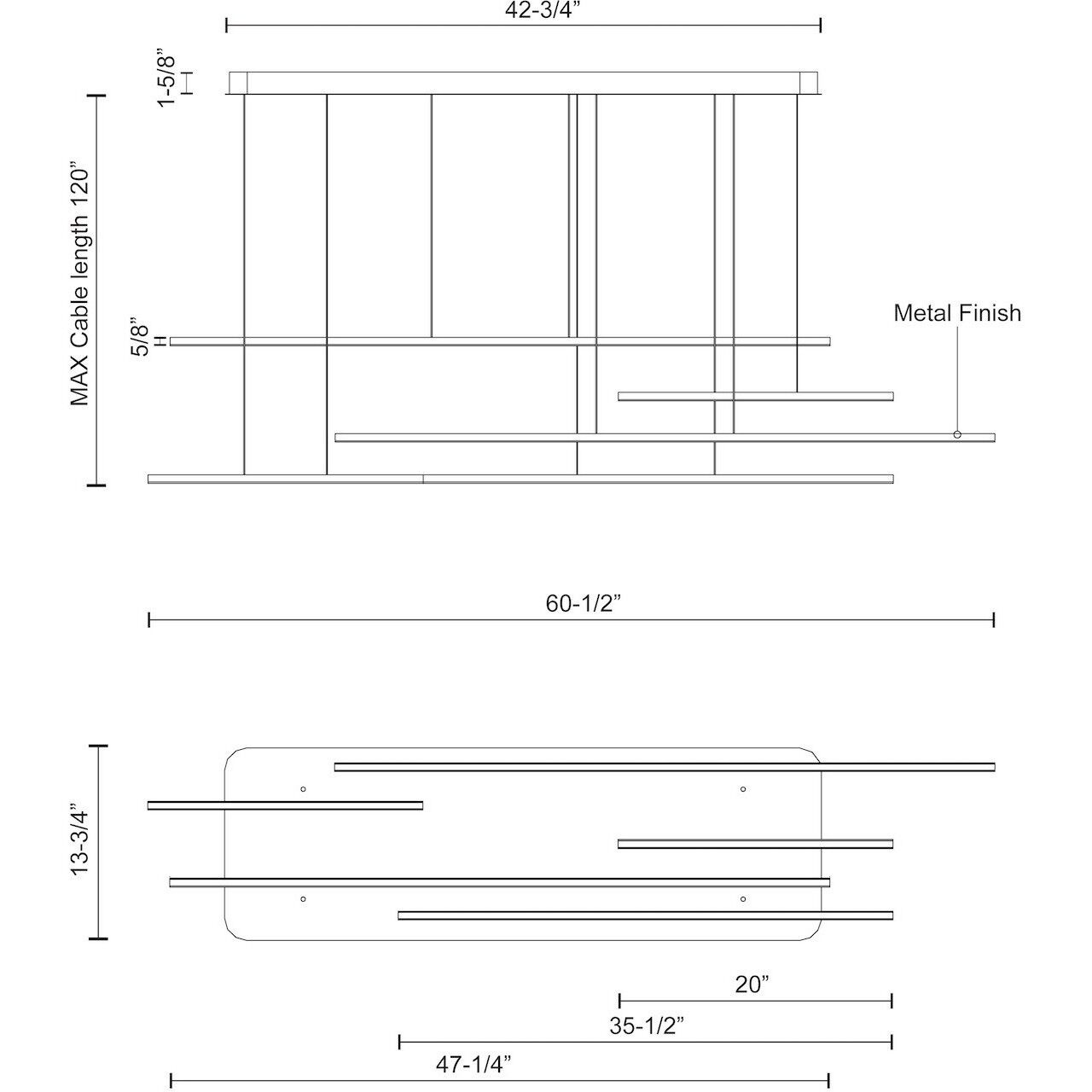 Chute Motion Multi Pendant Ceiling Light in White