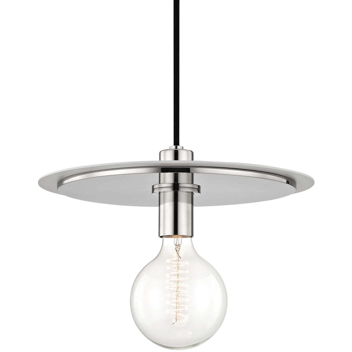 Milo 1 Light 14 inch Polished Nickel Pendant Ceiling Light in Polished Nickel and White