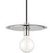 Milo 1 Light 14 inch Polished Nickel Pendant Ceiling Light in Polished Nickel and White