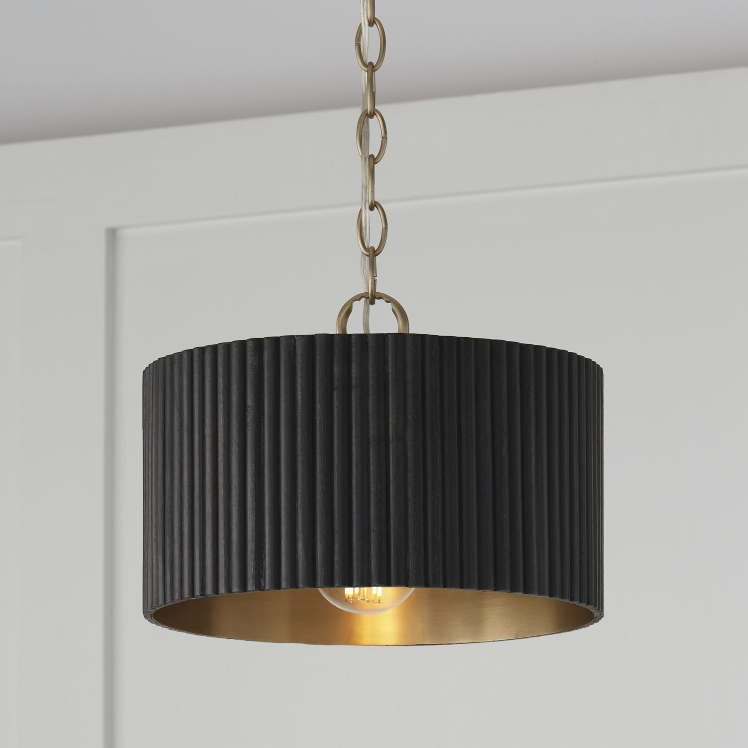 Donovan 1 Light 12.5 inch Black Stain and Matte Brass Semi-Flush Ceiling Light, Convertible Dual Mount