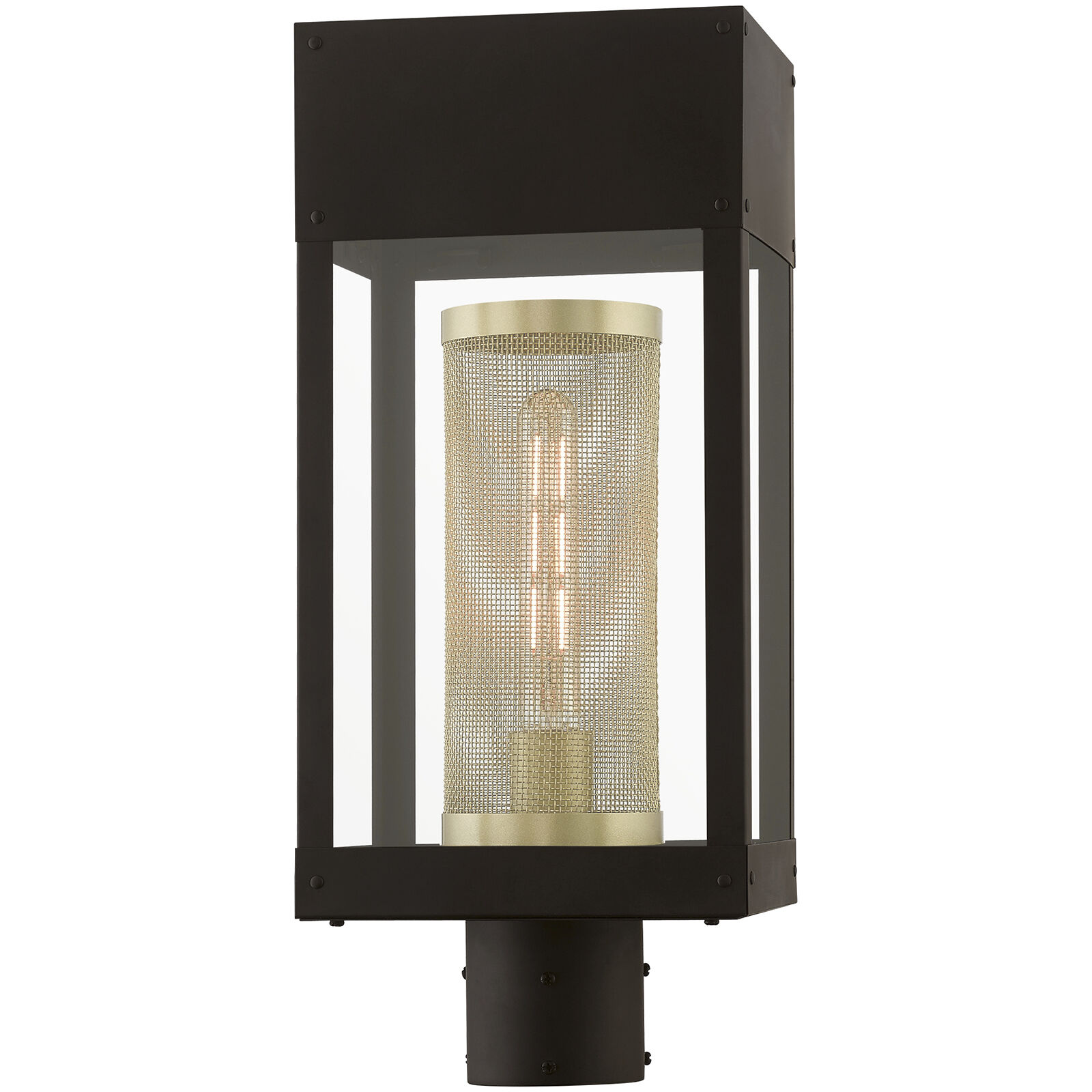 Franklin 1 Light 19 inch Bronze with Soft Gold Candle Outdoor Post Top Lantern