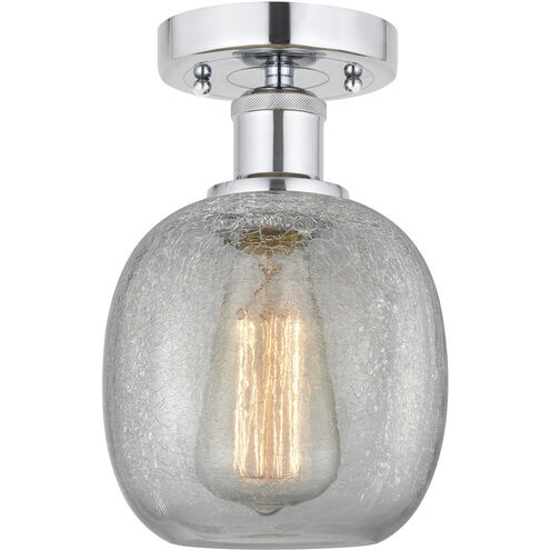 Edison Belfast 1 Light 6 inch Brushed Satin Nickel Semi-Flush Mount Ceiling Light in Deco Swirl Glass
