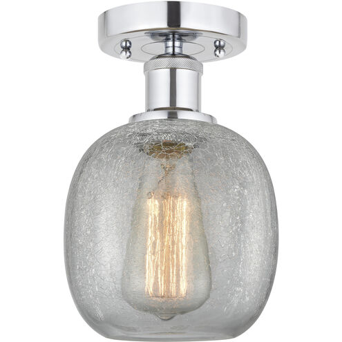 Edison Belfast 1 Light 6 inch Brushed Satin Nickel Flush Mount Ceiling Light in Seedy Glass