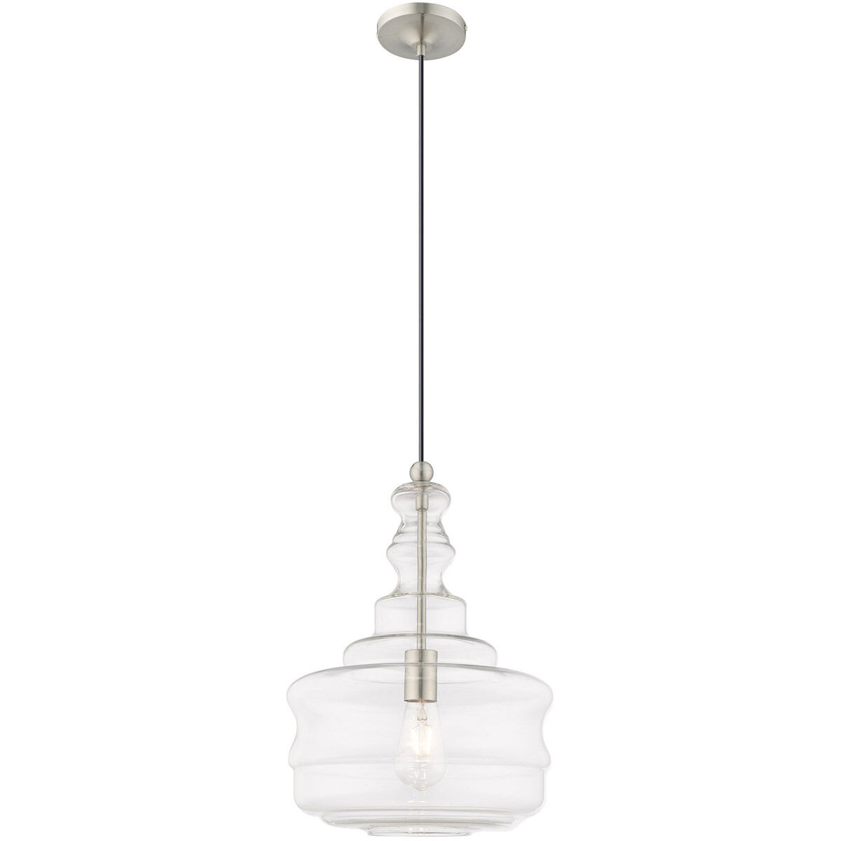 Art Glass 1 Light 13 inch Brushed Nickel Mini Pendant Ceiling Light
