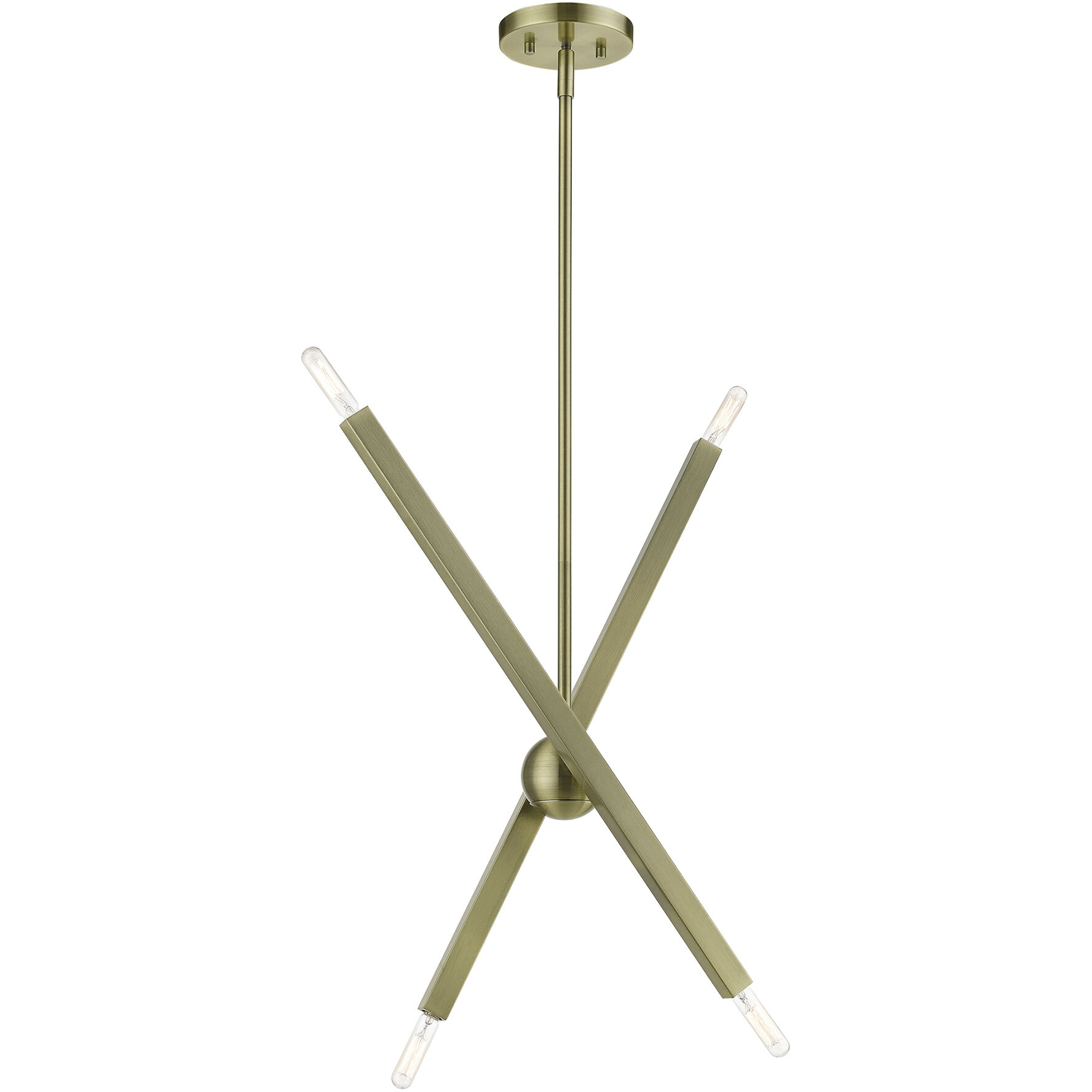 Monaco 4 Light 28 inch Antique Brass Linear Chandelier Ceiling Light