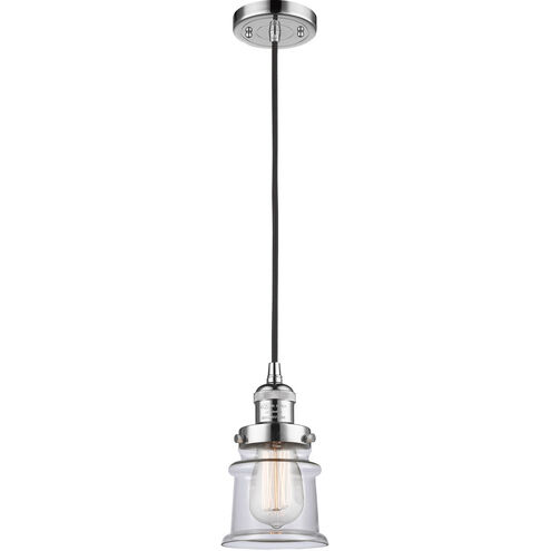 Franklin Restoration Small Canton LED 6 inch Polished Chrome Mini Pendant Ceiling Light in Clear Glass, Franklin Restoration