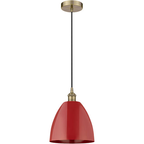 Edison Plymouth Dome 1 Light 9 inch Antique Brass Mini Pendant Ceiling Light