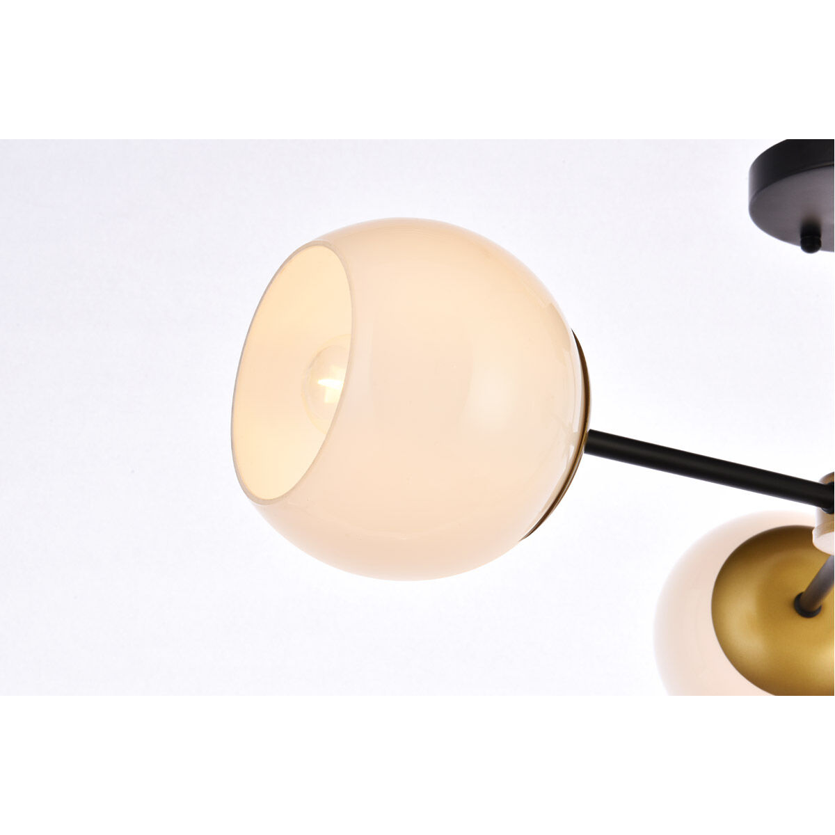 Briggs 3 Light 26 inch Black and Brass Flush Mount Ceiling Light