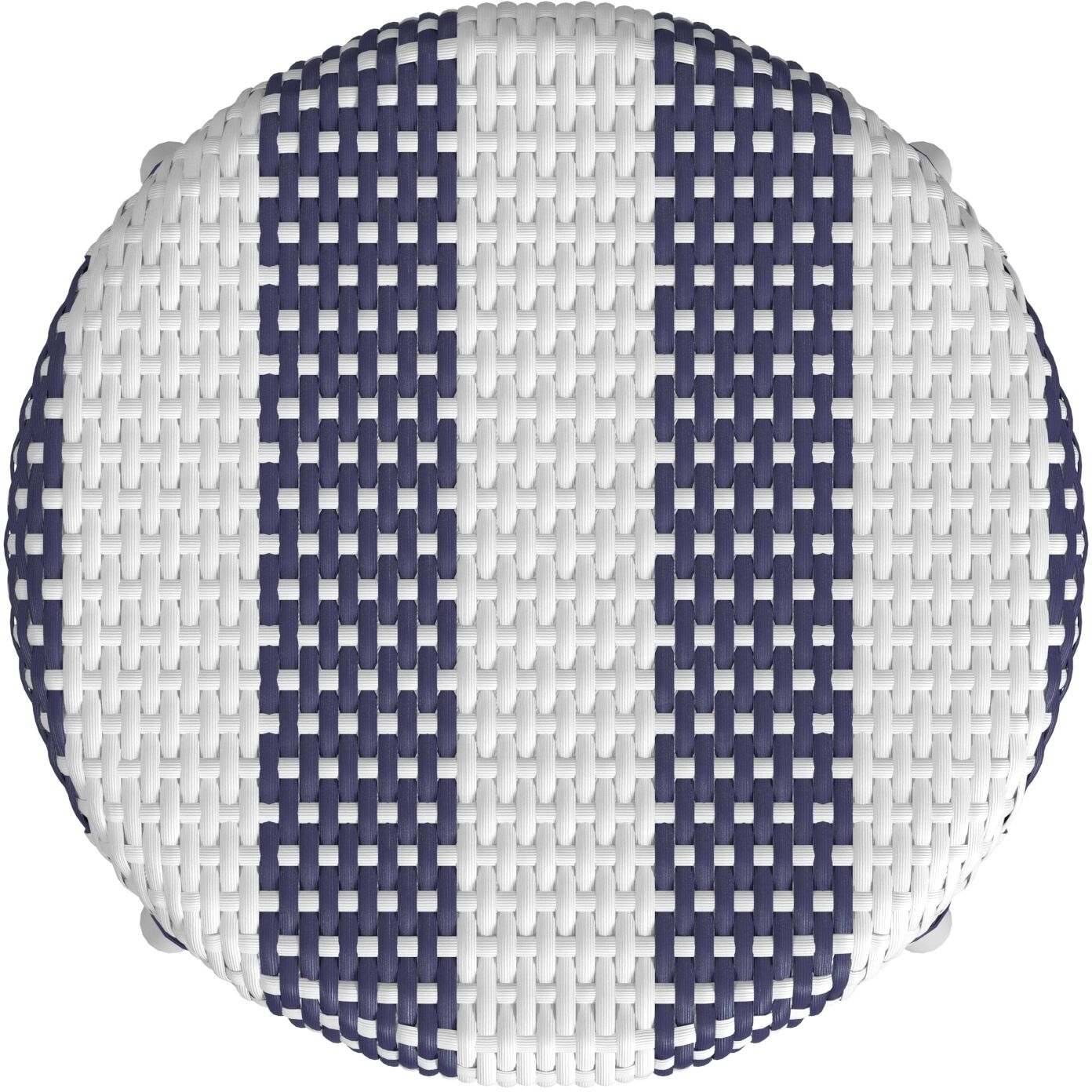 Tobias Round Rattan 30" Bar Stool in White and Navy Stripe