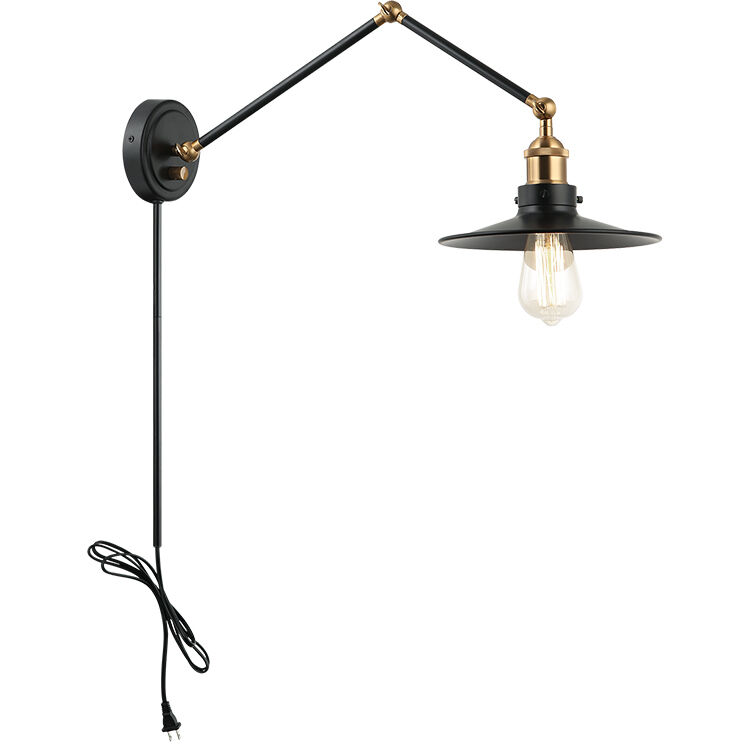 Brixson 1 Light 8.75 inch Aged Gold Brass and Black Wall Sconce Wall Light