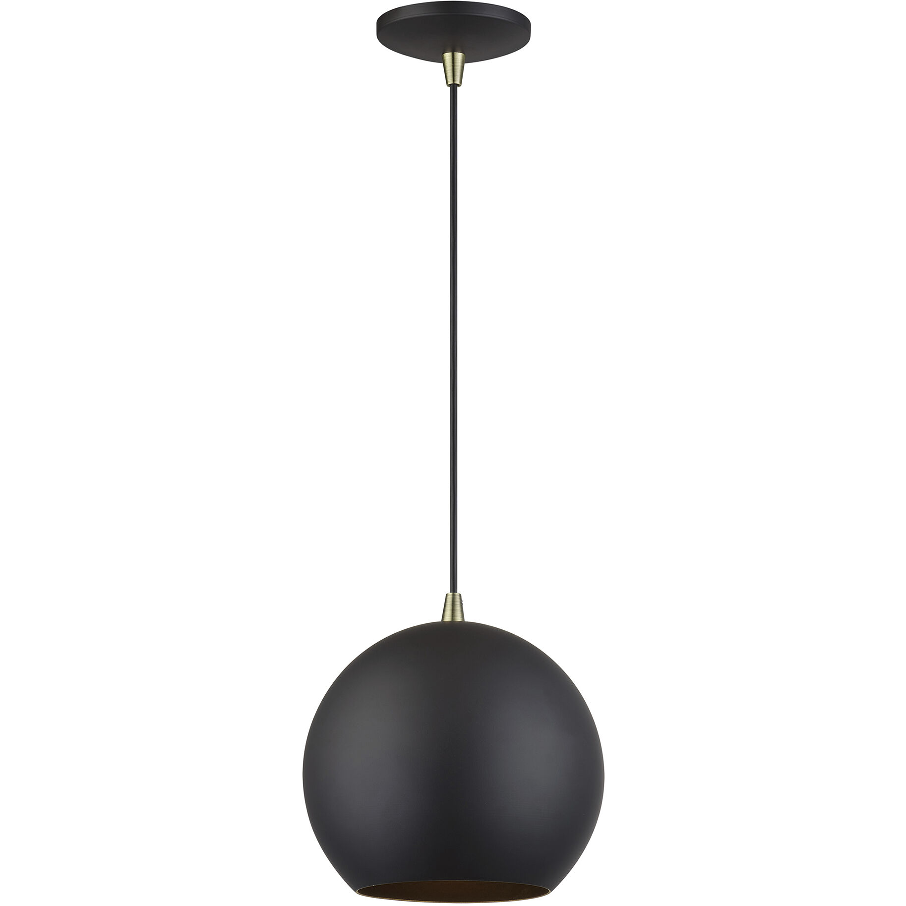 Kuppola 9.25 inch Bronze with Antique Brass Accents Pendant Ceiling Light, Globe