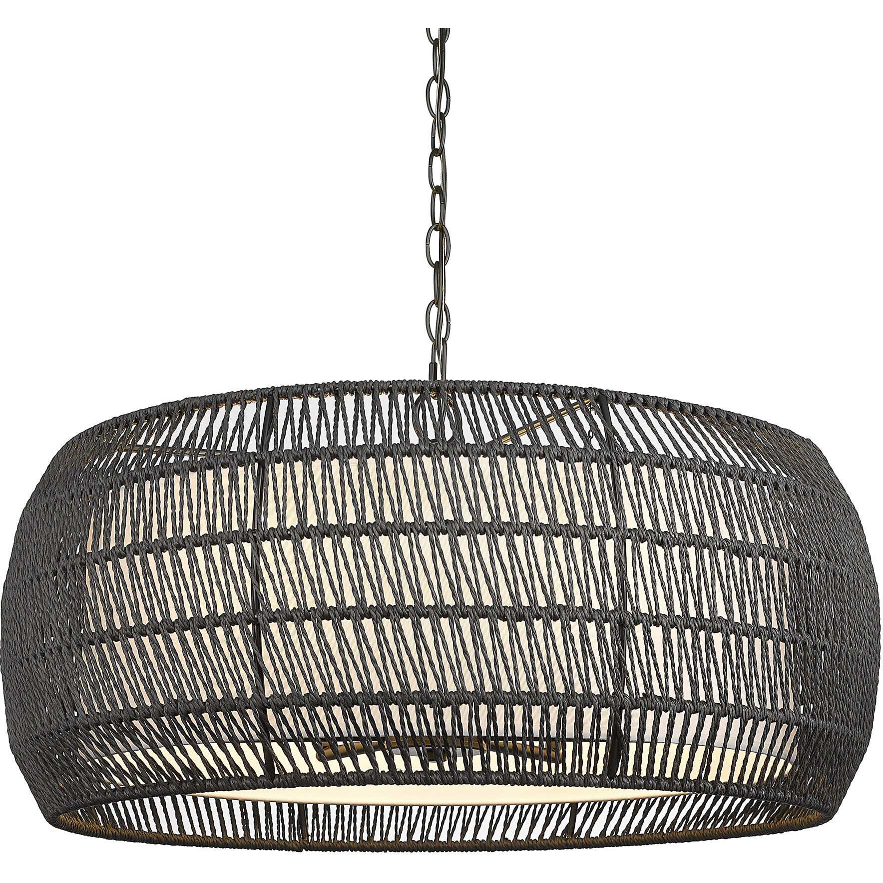 Everly 6 Light 27.13 inch Matte Black Chandelier Ceiling Light in Modern Black Rattan