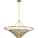 AERIN Elona LED 36 inch Hand-Rubbed Antique Brass Chandelier Ceiling Light in Blonde Wicker