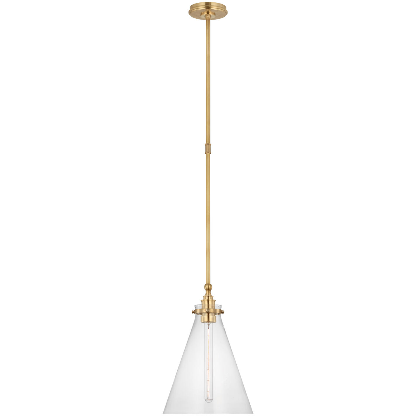 Chapman & Myers Parkington LED 11 inch Antique-Burnished Brass Conical Pendant Ceiling Light