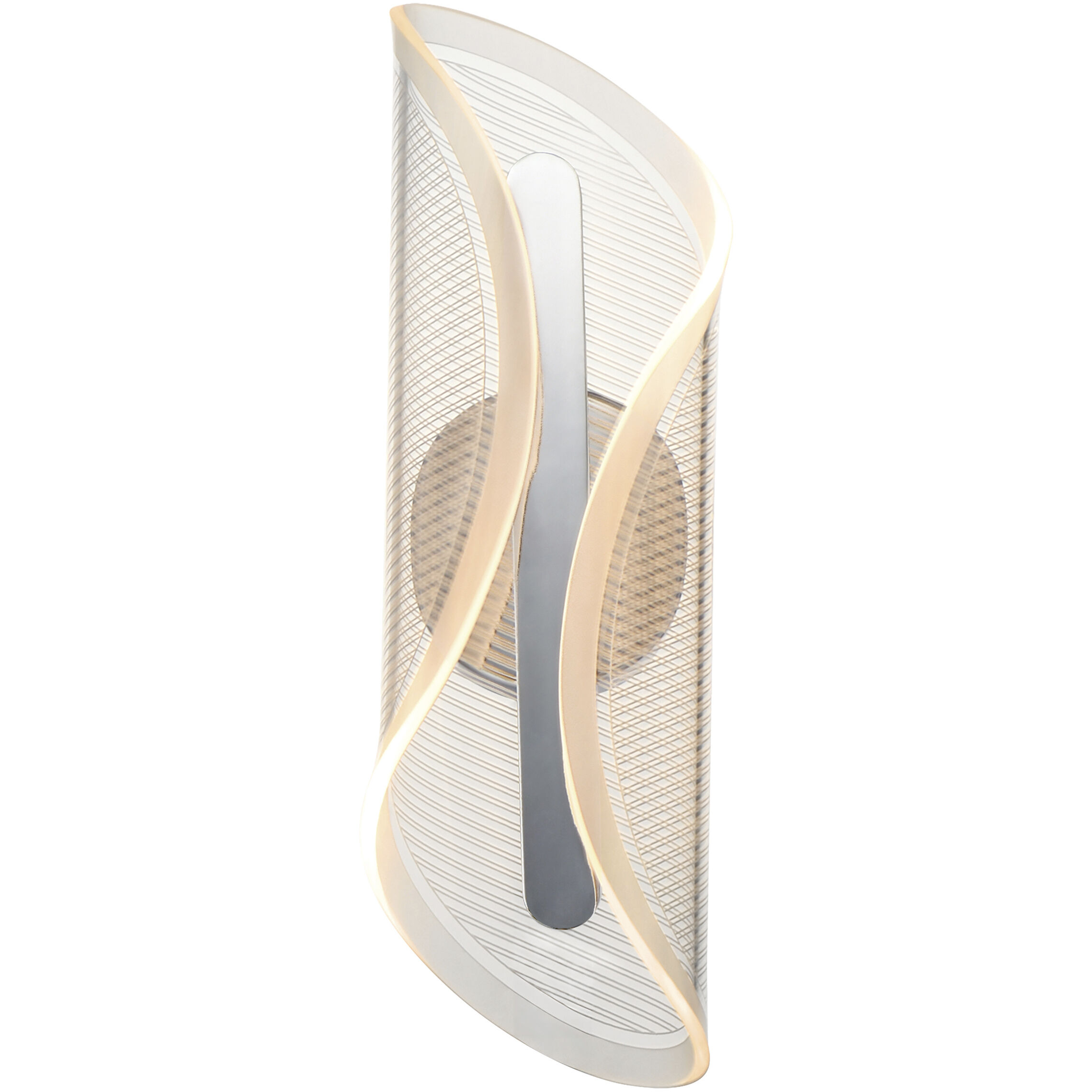 Manta Wall Sconce Wall Light in Polished Chrome, Clear Ribbed
