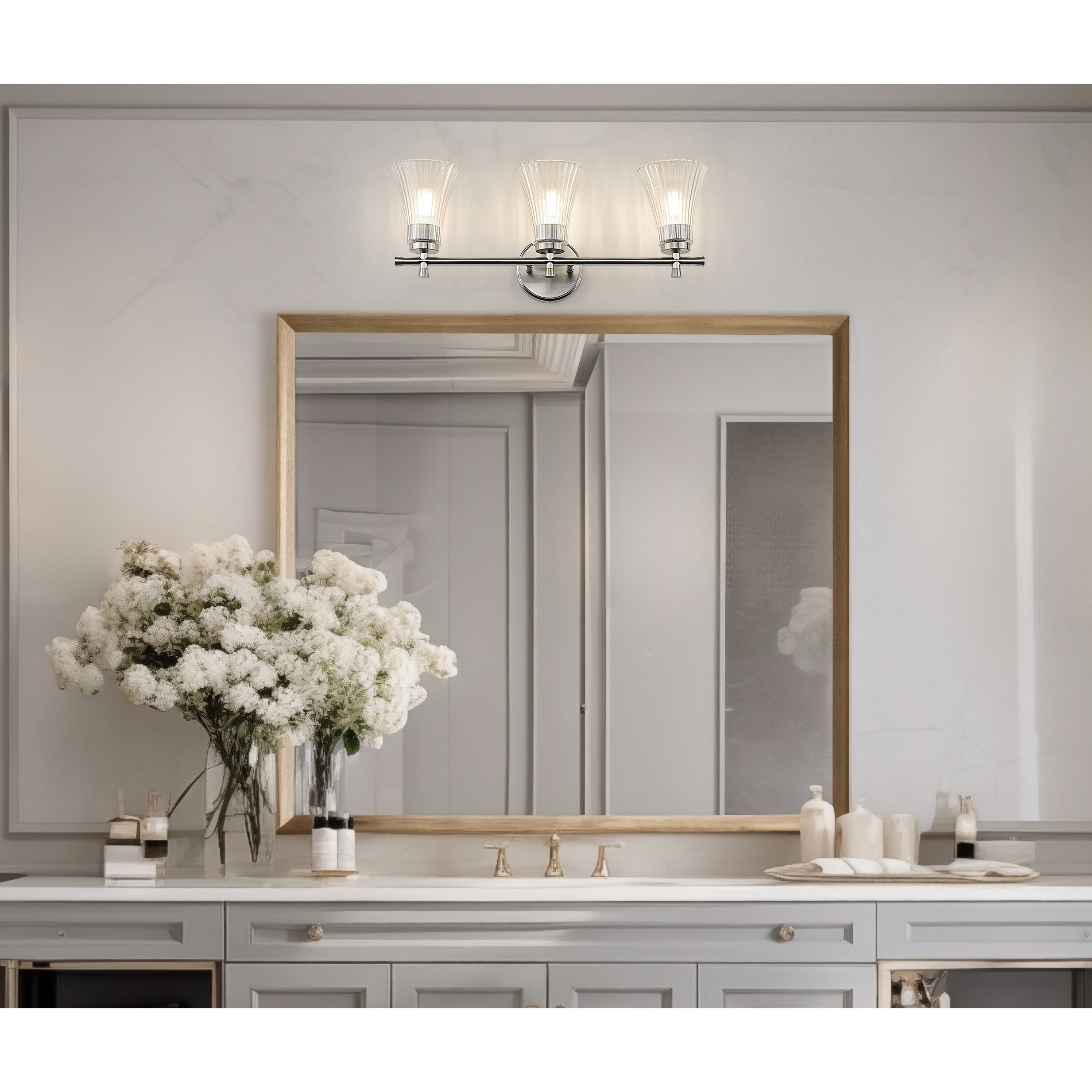 Belle 3 Light 24 inch Brushed Nickel Bath Vanity Light Wall Light