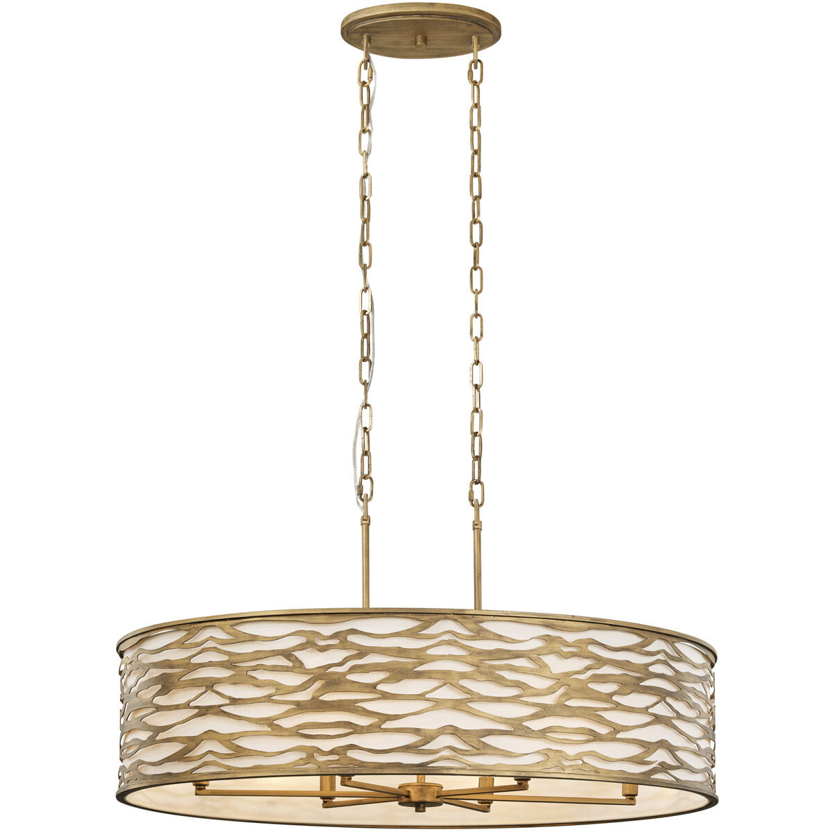 Kato 6 Light 36 inch Gold Pendant Ceiling Light in Havana Gold