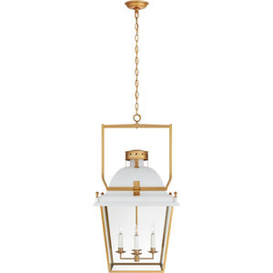 Chapman & Myers Coventry 4 Light 24 inch Matte White and Antique-Burnished Brass Lantern Pendant Ceiling Light, Large