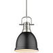 Yep Duncan 1 Light 8.88 inch Pewter Pendant Ceiling Light in Matte Black, Small