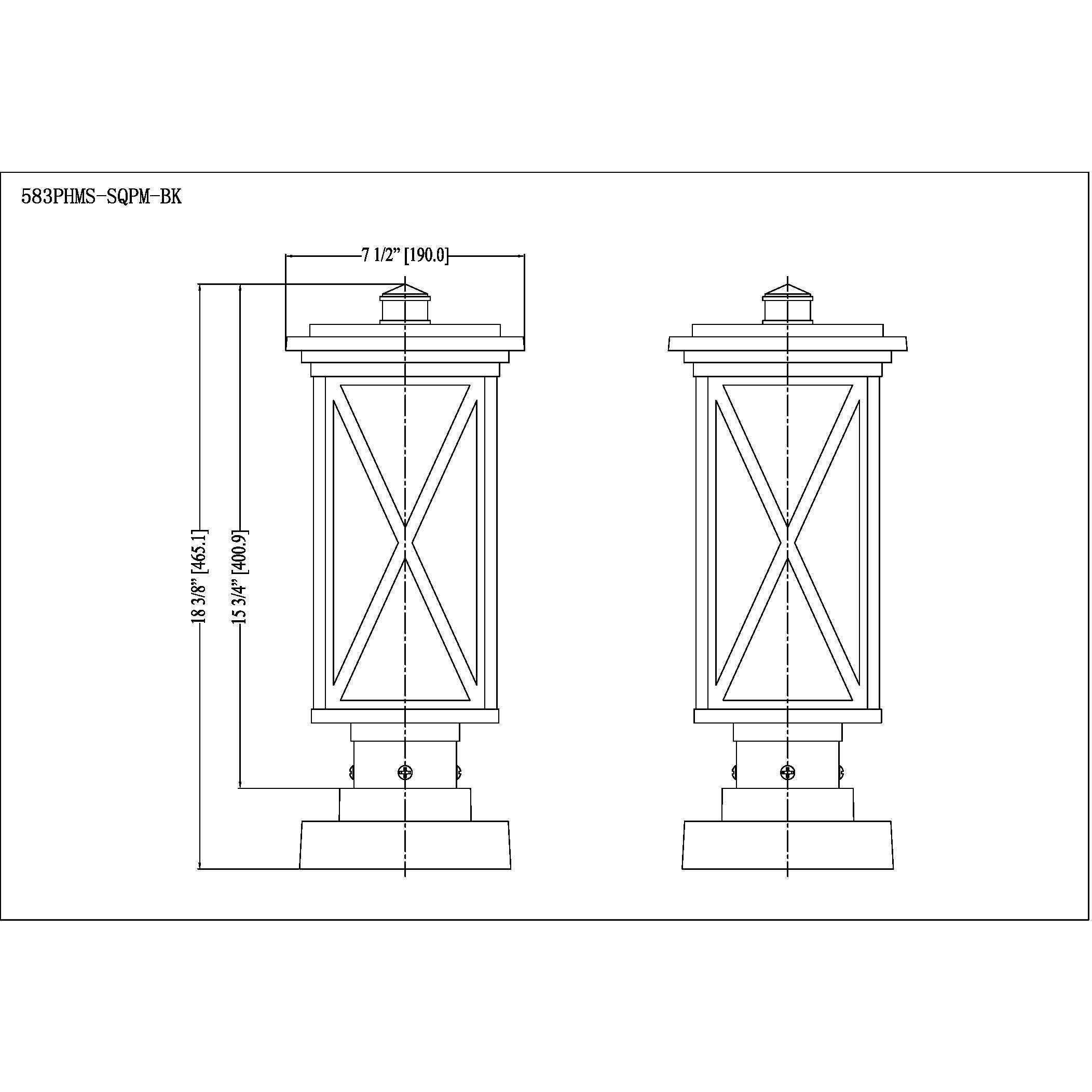 Brookside 1 Light 18.25 inch Black Outdoor Pier Mounted Fixture